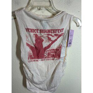 NWT Wild Fable Venice Summerfest Tank Top Boho Retro Music Art Cream Size Small
